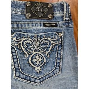 Miss Me Embellished Boot Cut Low Rise Medium Wash Jeans, 31